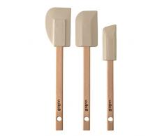 Uulki 3-teiliges Teigschaber Set - Teigspachtel aus lebensmittelechtes Gummi und Buchenholz Verschiedene Größen