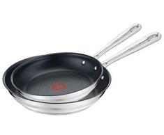 Tefal E011S2 Jamie Oliver Brushed Pfannenset, 2-teilig, bestehend aus Pfanne 24 cm (E85604) und Pfanne 28 cm (E85606), Edelstahl