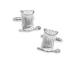 Kochmütze und Schöpfkelle Manschettenknöpfe in einer Luxus-Präsentationsbox. Neuheit, Koch und Essen. Thema Schmuck.