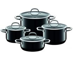 Silit Passion Black Topfset 4-teilig, Töpfe mit Glasdeckel, Silargan Funktionskeramik, Induktionstöpfe, Topf Induktion, schwarz