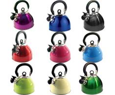 Leichter Wasserkessel mit Pfeiffe aus rostfreiem Edelstahl, Wasserkocher für Camping und Angeln, 2,5 l rot