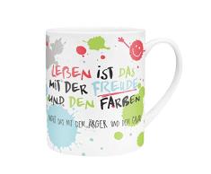 Die Geschenkewelt 45358 XL-Tasse Das Leben ist das mit der Freude, Porzellan, 60 cl, mit Geschenk-Verpackung