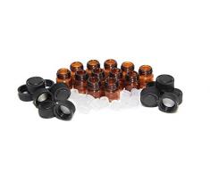 24 (1/4 DRAM-) 1 ml nachfüllbar leer Bernstein ätherisches Öl Glas Flasche/Weckgläser/Behälter/Schiff mit Schwarz Gap und Öffnung Reduzierstück für Reisen