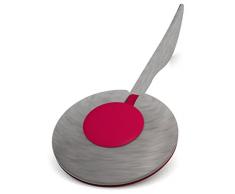 Ornamin Messer mit rotem Griffkissen | Einhänder-Messer mit besonderer Form für intuitive Anwendung | Spezial-Besteck, Einhänder-Hilfsmittel, Essbesteck, Esshilfe