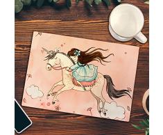 Frühstücksbrettchen Frühstücksbrett Schneidebrett Küchenbrettchen mit Mädchen auf Einhorn mit Name Wunschnamen fb05 ilka parey wandtattoo-welt®