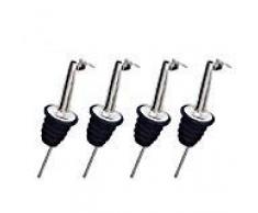 4 x Flaschenausgießer mit Klappe, Ariel-gxr Spirituosen-Ausgießer dosierer Weinausgießer Metallkläppchen für Wein Schnaps Olivenöl Kaffee Sirup Essig Flaschen Kunststoffkorken Öl-Ausgießer