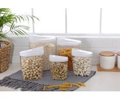 5 Stück Abschließbar Stapelbar lebensmittel vorratsdosen Clear Acryl Kunststoff Lagerung Gläser 1440ml, 960ml, 720ml, 480ml, 300ml