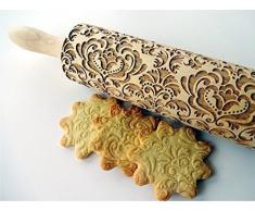 Nudelholz DAMASK für hausgemachtes Gebäck. Teigrolle mit Oriental Blume von Algis Crafts