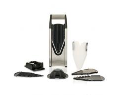 Börner V6 Gemüsehobel Profi Set Schwarz/Silber Gemüseschneider Rohkostreibe Scheibenschneider Edelstahlhobel Kartoffelschneider Rohkostschneider Zucchinireibe