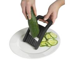 FACKELMANN Kompakt-Hobel, Gemüsehobel mit Edelstahlklinge, Reibe mit ergonomischem Griff (Farbe: Schwarz/Silber), Menge: 1 Stück