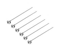 BESTONZON 6 Stück Edelstahl Herzform Metall Trinkhalm wiederverwendbare Strohhalme Cocktail Löffel Set