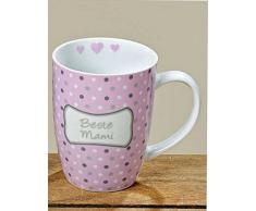 Becher Beste Mami rosa Porzellan Tasse H 11 cm Jumbobecher XXL Tasse