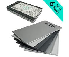 Hausfelder Schneidebrett und Frühstücksbrettchen Set aus Kunststoff BPA frei und Spülmaschinengeeignet - Schneidbrett Schneidematten Set 27x16cm (6 Stück Anthrazit Grau)