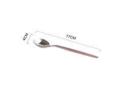 Nologo QFWN Besteck-Set aus Edelstahl mit Gabel, Messer, Dessert-Löffel, Kaffee-Rührlöffel, Obst-Gabeln, Geschirr, Zuhause, Restaurant Silberner Dessertlöffel