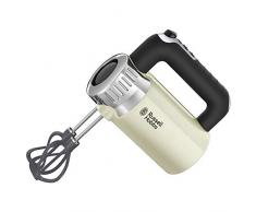 Russell Hobbs Handmixer Retro Vintage creme, 500W, 4 Geschwindigkeitsstufen plus Turbofunktion, 2 Helix-Rührbesen aus glasfaserverstärktem Nylon, 2 Knethaken, Handrührer 25202-56