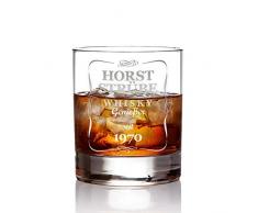 AMAVEL Whiskyglas mit Gravur, Klassisch, Personalisiert mit Namen und Jahreszahl, Tumbler Whiskeyglas