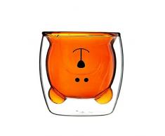 RCJCQS Wiederverwendbare Kaffeetasse Cartoon Glas Tasse Farbe Doppelt Isoliert Bär Panda Cup Geschenk-Tasse Doppelwandige Espresso-Gläser(270 Ml)