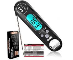Linko Digital Fleischthermometer, Grillthermometer Küchenthermometer, IP67 Wasserdicht Kochthermometer mit LCD Bildschirm, Bratenthermometer, Ideal für Braten, BBQ, Baby-Ernährung (Schwarz)