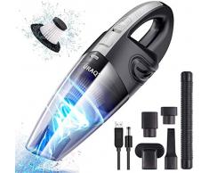 URAQT Handstaubsauger, Akku Handstaubsauger 120W, 2200mA Kabellos Staubsauger Nass/Lärmminderung Beutelloser Handsauger Schnellaufladung Haus & Auto Reinigung Autostaubsauger Waschbarer Filter