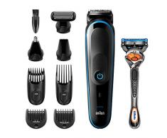 Braun 9-in-1-Trimmer MGK5280 Barttrimmer, Bodygrooming-Set und Haarschneider für Herren, schwarz/blau