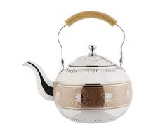 AMOMGard Teekanne mit abnehmbare Siebeinsatz Edelstahl Teebereiter Teekessel Tee Sieb für Loseblatt-Tee Kaffeekannen, Induktion Gas Herd, Silber 2 L