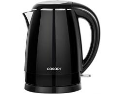 COSORI Wasserkocher Edelstahl Elektrischer Wasserkessel 2200W mit Edelstahl Innenraum, BPA-Frei, Auto-off, Trockenlaufschutz, Doppelwand Design, Cool-Touch, Einfache Reinigung, Schwarz