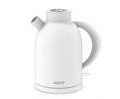 ASCOT Wasserkocher Elektrischer Wasserkessel Retro Teekocher Kettle BPA frei Lebensmittelqualität Material Schnelles Doppelheizung Trockenlaufschutz Auto Herunterfahren 1.6L 2200W - Weiß