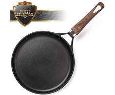 ROSMARINO Crepespfanne 28 cm für Induktion - Preisgekröntes Antihaftbeschichtung entiwickelt in Deutchland - Aluminiumguss Pfannkuchenpfanne mit Glatt Mineral Beschichtung