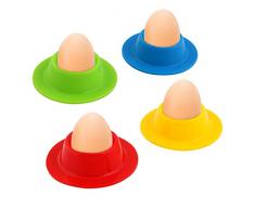 Vicloon Eier Becher, Hühnereierbecher Silikonmaterial, Spülmaschinen Geeignet, für Frühstücks-Eier Halter - 4 Farben, 4 Stück