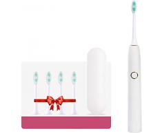 YUW Elektrische Zahnbürste Oral Care Smart-Sonic Automatische Zahnbürste, 5 Bürsten-Modi Mit 4 Ersatzbürstenköpfe,Weiß