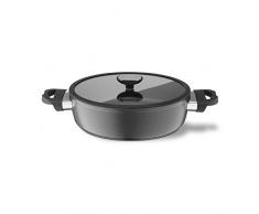 Berndes 021265 Balance Induction Aluminium Schmorkasserolle antihaft mit Glasdeckel 24 cm, 2,25 l