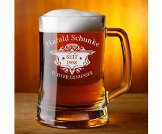 polar-effekt Bierkrug Personalisiert mit Gravur eines Namens und Jahreszahl - Bierseidel Geschenk zum Geburtstag mit - Motiv Wappen 0,3l