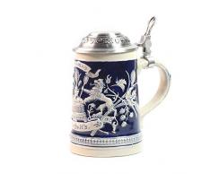 CLX Bierseidel Mit Deckel Gravur Zinndeckel Tankard Bierkrüge Mit Deckel German Beer Stein with Lid Bier Stein Mug Krug Steins Flöte,Blau