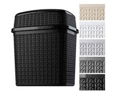 KADAX Kosmetikeimer aus Kunststoff, Abfalleimer mit Schwingdeckel, Abfallbehälter, Mülleimer für Bad, Küche, Leichter Schwingdeckeleimer, Badeimer, Inneneimer (10L, schwarz)