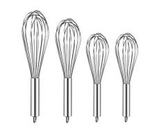 NEPAK 4 Schneebesen Set, Ballonschneebesen aus Edelstahl,20 cm + 20 cm + 25 cm + 30 cm