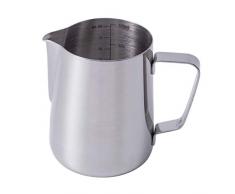 Ousyaah Milchkännchen Milchkanne Edelstahl 6000ml/20oz Milk Pitcher Mit Skalen Innen Milch Art Aufschäumkännchen für Cappuccino und Latte Art, Silber (600ml / 20oz)