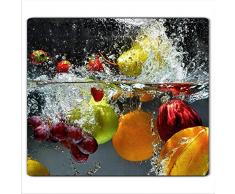 FTB Gsmarkt | Herdabdeckplatte Schneidebrett Spritzschutz 60x52 | Bild auf Glas | Sicherheitsglas Gehärtetes Glas Bild | Motiv Früchte