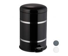 Relaxdays, schwarz Treteimer 20l, Absenkautomatik, Inneneimer mit Henkel, Abfalleimer Küche, Tretmülleimer, Edelstahl, 47 x 29 x 35.5 cm