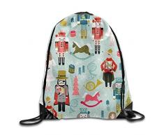 NA Nussknacker-Rucksack, bedruckt, mit Kordelzug, tragbar, für Camping, Wandern, Schwimmen, Einkaufen, Wandern, Reisen, Strand