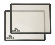 Rummershof Silikon Backmatten BPA-frei (2er Set): Silikonmatte groß (30x40 cm) - Haltbare Dauerbackfolie grau - Backfolie - Backunterlage + EIN gepflanzter Baum