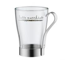 WMF Latte Macchiato Glas, Cromargan Edelstahl, mattiert, spülmaschinengeeignet, 200 ml