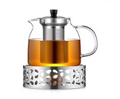 ecooe 1000mL Teekanne mit Stövchen Teebereiter Glas und Edelstahl Teewärmer