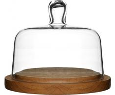Sagaform Nature Collection Oak Cheese Dome with Hand-Blown Glass Lid Käseglocke, Glas/Holz, 21x21x16 cm, 2-Einheiten