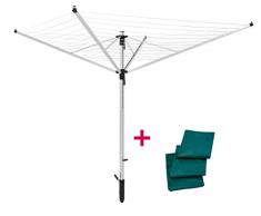 Leifheit Wäscheschirm LinoLift 600 mit großzügiger Leinenlänge, Wäschespinne aus rostfreiem Aluminium, individuell einstellbarer Wäscheständer