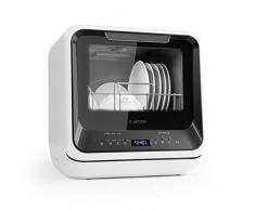 Klarstein Amazonia Mini Spülmaschine Geschirrspüler Geschirrspülmaschine (EEC: A, Platz für 2 Maßgedecke, 6 Programme, 5 Liter Wasser benötigt, LED-Display, Touch, inkl. Zubehör) schwarz