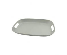 Point-Virgule Serviertablett mitt Griff aus Bambusfaser, großes Deko Tablett für Küche, Grün, 47x34x5cm