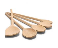 RSW24® 5-TLG Kochlöffel-Set aus kräftigem Hartholz, 25-35cm Länge, aus Buchenholz, Hartholz, Verschiedene Größen, Küchenutensilien, Back-löffel und Koch-Löffel
