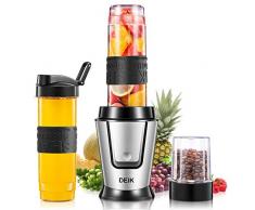 DEIK Standmixer Blender 6 in 1 mit 3 tragbaren Flaschen, multifunktionaler Mixer mit 4 Edelstahlklingen für Frappe, Eis, Obst, Gemüse und Babynahrung, 500 W, 32000RMP