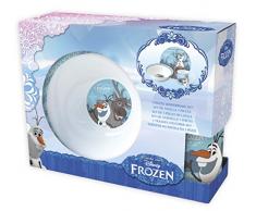 Frozen 3 teiliges Porzellan Frühstück-Set Teller Becher Müslischale im praktischen Geschenkkarton Design Olaf & Sven