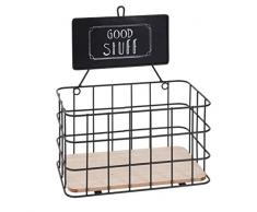 Spetebo Metall Aufbewahrungskorb schwarz - Deko Wand Korb Hänge Regal Drahtkorb Küche